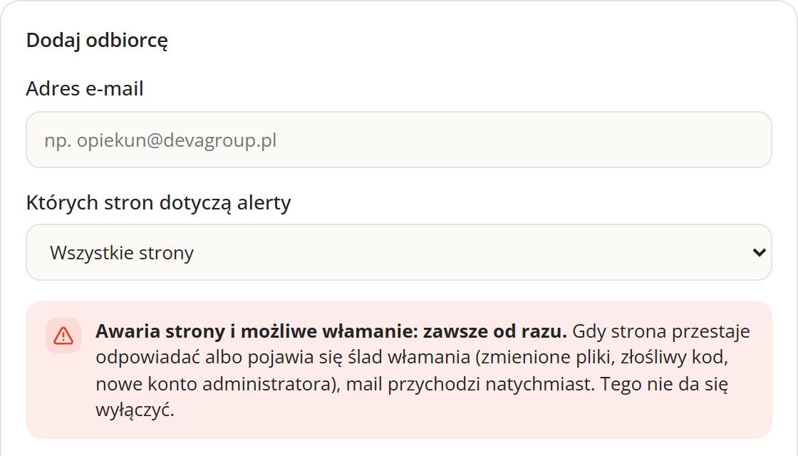 Ustawienia alertów